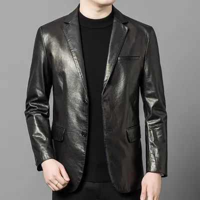 High-end Oil-Waxed Sheepskin Fashionable Casual Blazer