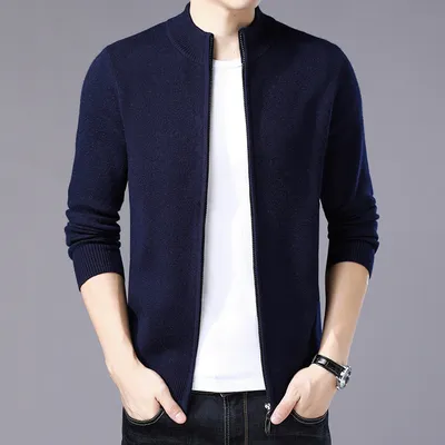 Mens Thickened Warm Solid-color Sweater