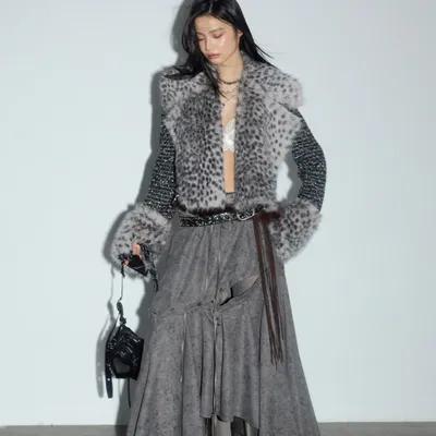 Leopard-print Faux-fur Detachable Wild And Sassy Short Coat