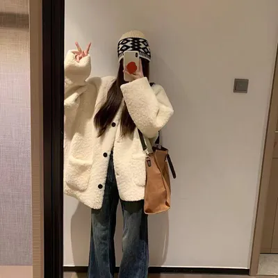 Sheepskin Coat Womens Autumnwinter Plush Top