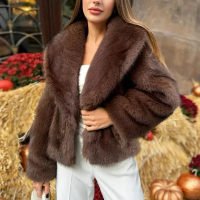 Womens Faux Fur Thickened Autumnwinter Coat Plush And Warm