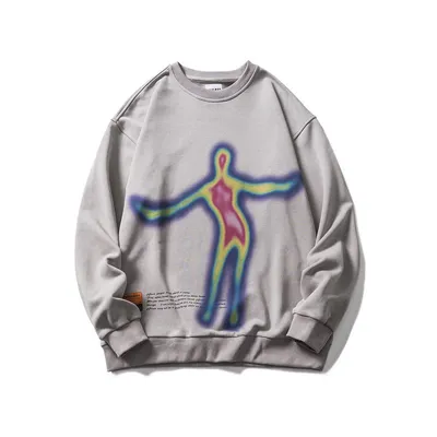  Spring National Tide Couple Loose Net Celebrity Portrait Pattern Printed Sweater
