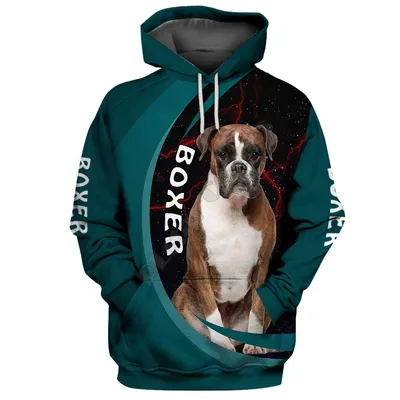 3D Digital Foreign Style Dog Print Crew Neck Casual Sweater