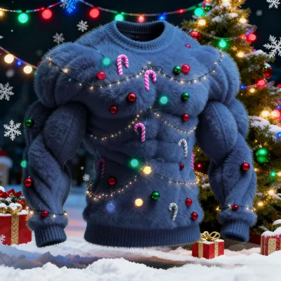 3D Digital Print Christmas Mens Flannel Hoodie