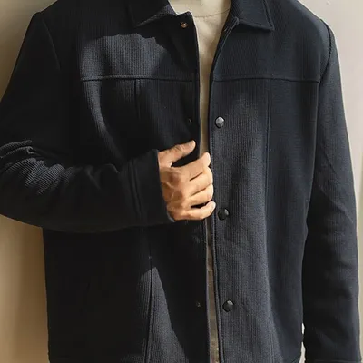 American Texture Lapel Commuter Coat For Men