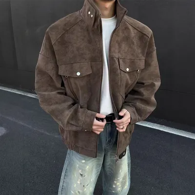 American Loose Detroit Stand Collar Men's Coat