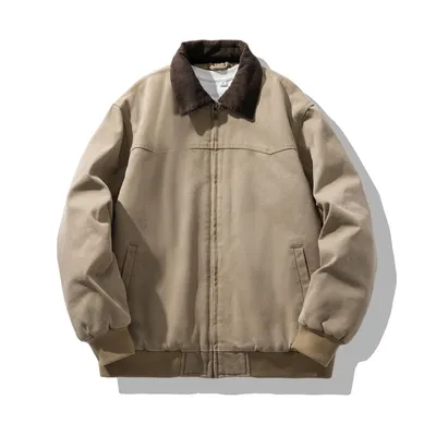 American-style Vintage Mens Thickened Washed-up Lapel Jacket Top