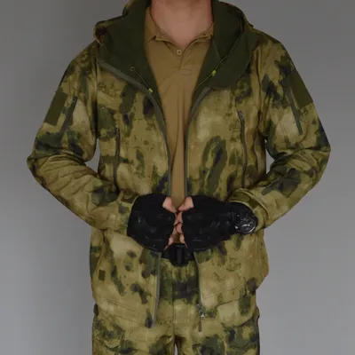 Mens Fleece-Lined Thickened Waterproof Camouflage Tactical Hiking Jacket