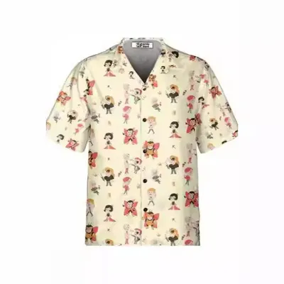 Acetate Fiber Men's Short-sleeved Shirt Stretch Printed Shirt