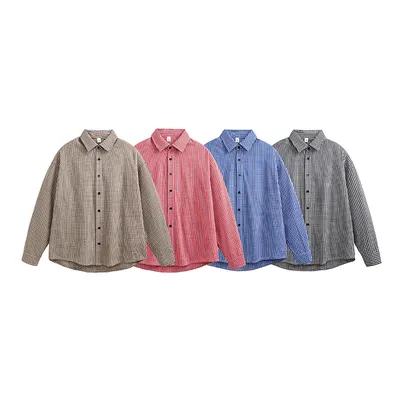 American Retro Plaid Long Sleeve Shirt