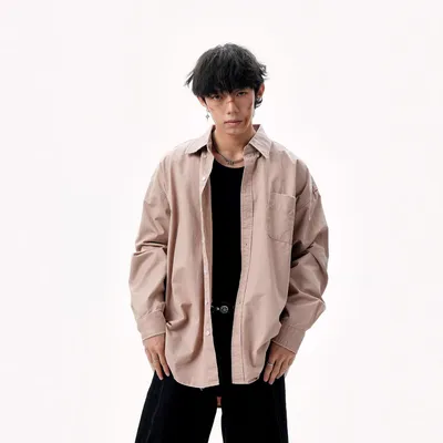 American Retro Solid Color Shirt Autumn