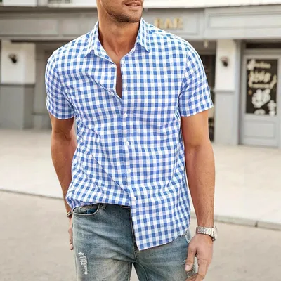 3D-printed Lapel Men's Short-sleeve Hawaiian Shirt