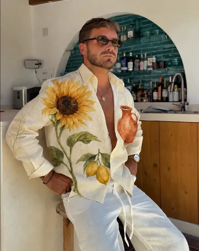 Sunflower & Lemon Print Oversized Shirt