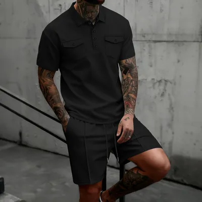 Mens Waffle-Weave Casual Fashion Set