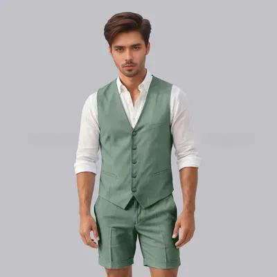 Mens Fashionable Casual Vest Suit Slim-Fit Style