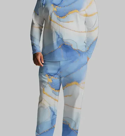 A Simple And Elegant Men's Printed Casual Suit