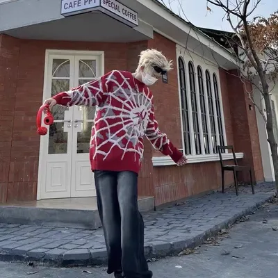 American High Street Spider Jacquard Crew Neck Sweater