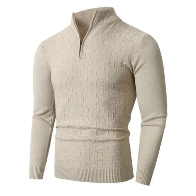 Mens Trendy Slim-fit Solid-color Thermal Sweater