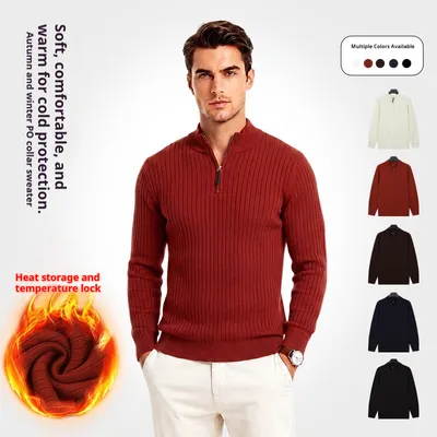 Men's Semi-Zip Knit Sweater With A Light Luxury Feel Soft And Warm For Autumn And Winter