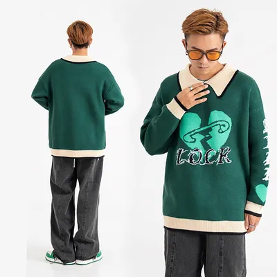 American Love Lapel  Sweater For Men And Women