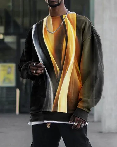 3d Digital Printing Loose Casual Trend Round Neck Long Sleeve Sweater