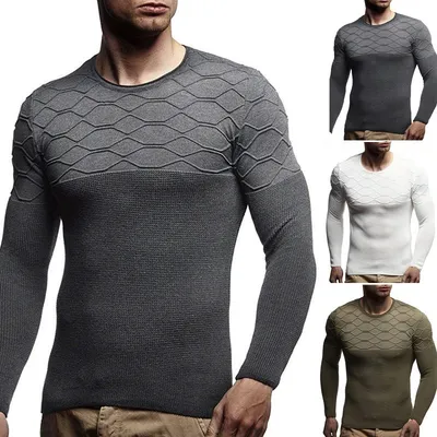 Men's Round Neck Pullover Long Sleeve Sweater