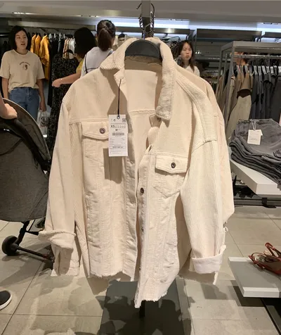  Retro Small Lapel Corduroy Boyfriend Style Jacket