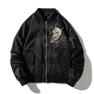 Chinese-style Flying Jacket For Men With Embroidered Dragon Design