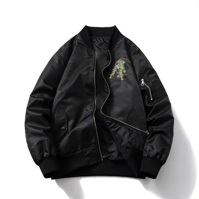 National Style Retro Auspicious Dragon Embroidery Jacket Mens Bomber Coat