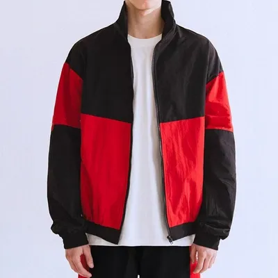 Color-blocked Sporty Windproof Jacket With A Stand-up Collar For Men