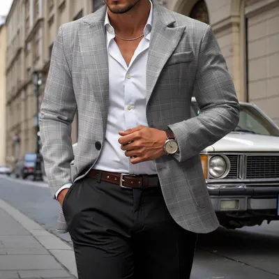 Mens Two-button Suit Jacket With Large Pockets