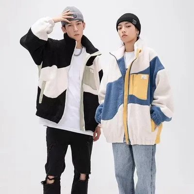 American Fashion Brand Berber Fleece Cotton Coat Men's Jacket Stand Collar Coat