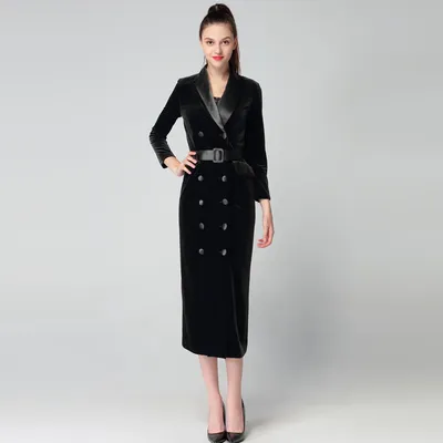 Autumn And Winter Hot Style High-end Velvet Windbreaker Women's Mid-length Style