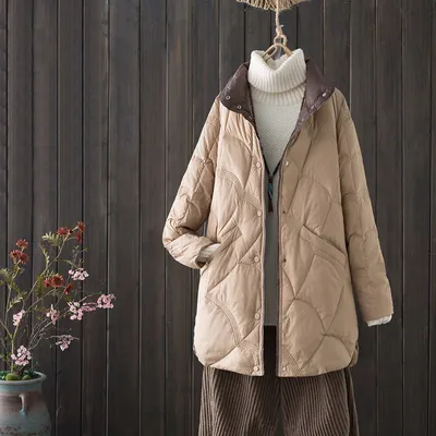 Autumn And Winter Lightweight Down Coat Women's Mid-length Fashionable Stylish Retro