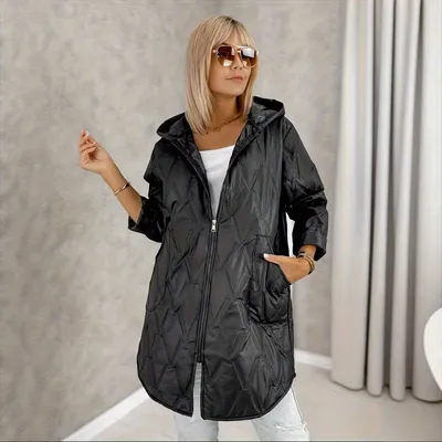 Plus-size Womens Mid-length Hooded Warm And Relaxed-fit Coat
