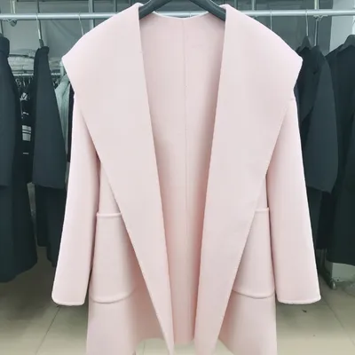 Womens Hooded Loose-fit Double-faced Cashmere Coat
