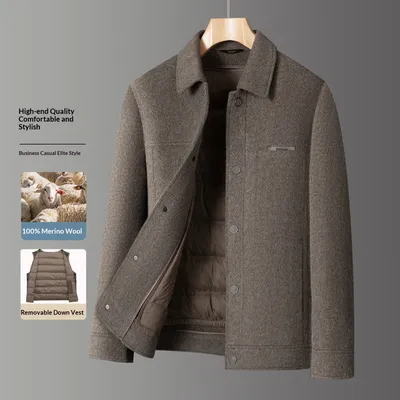 Double-breasted Wool Coat Mens Casual Outerwear