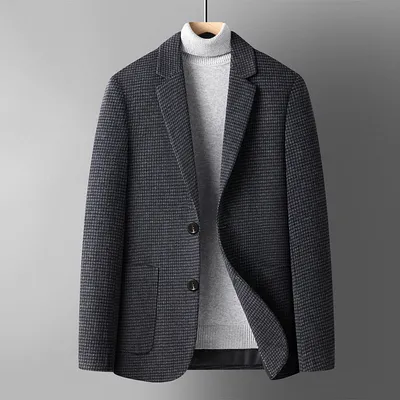 Autumn And Winter Solid Color Short Wool Woolen Men's Suit