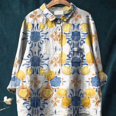 Animal Print Hawaiian Long Sleeved Shirt