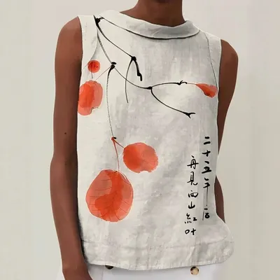 3D Floral-print Sleeveless Short-sleeve Shirt Chic And Stylish Top