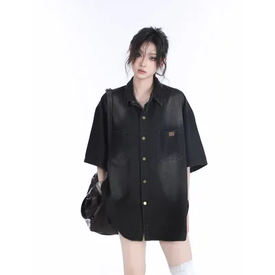 American Retro Heavy Wash Denim Short Sleeve