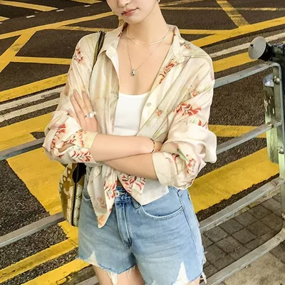 Acetic Acid Printed Ink-Drop Elegant Long-Sleeve Shirt