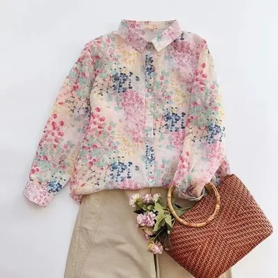 Relaxed Artistic And Casual All Matching Top Niche Design Focused Blouse