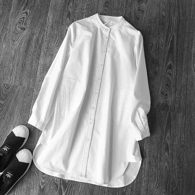 Womens French-style White Long-sleeve Shirt