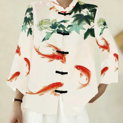 Chinese-style Tang Suit Womens 3D Digital-print Top