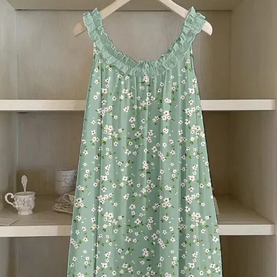 3D Digital Print Pastoral-style Womens Strap Lace Dress