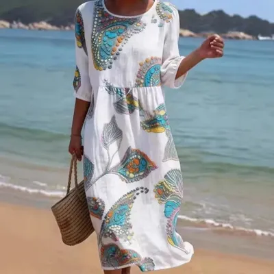 3D-printed Long-sleeve Crew-neck Dress