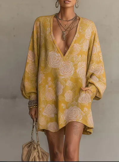 2026 New Relaxed Lantern Sleeve Dress