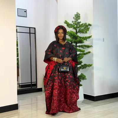 African Robe And Headscarf Loose-fitting Plus-size Womens Wear