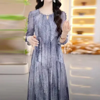 Flattering And Youthful Net-style Solid-color Dress